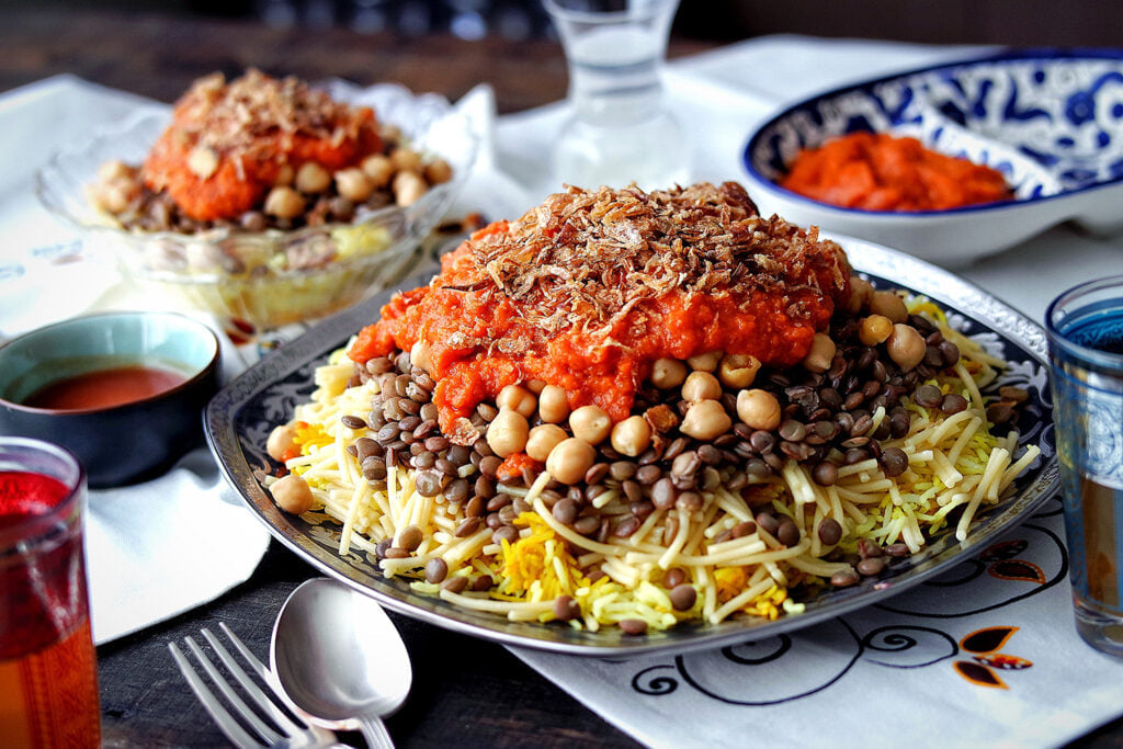 Koshari and Shish Tawook