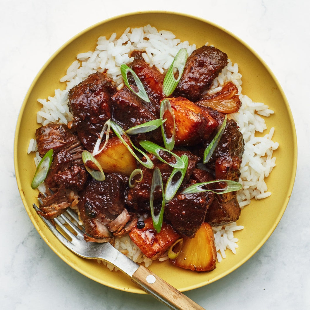Filipino Adobo Pork with Pineapple and Jasmine Rice