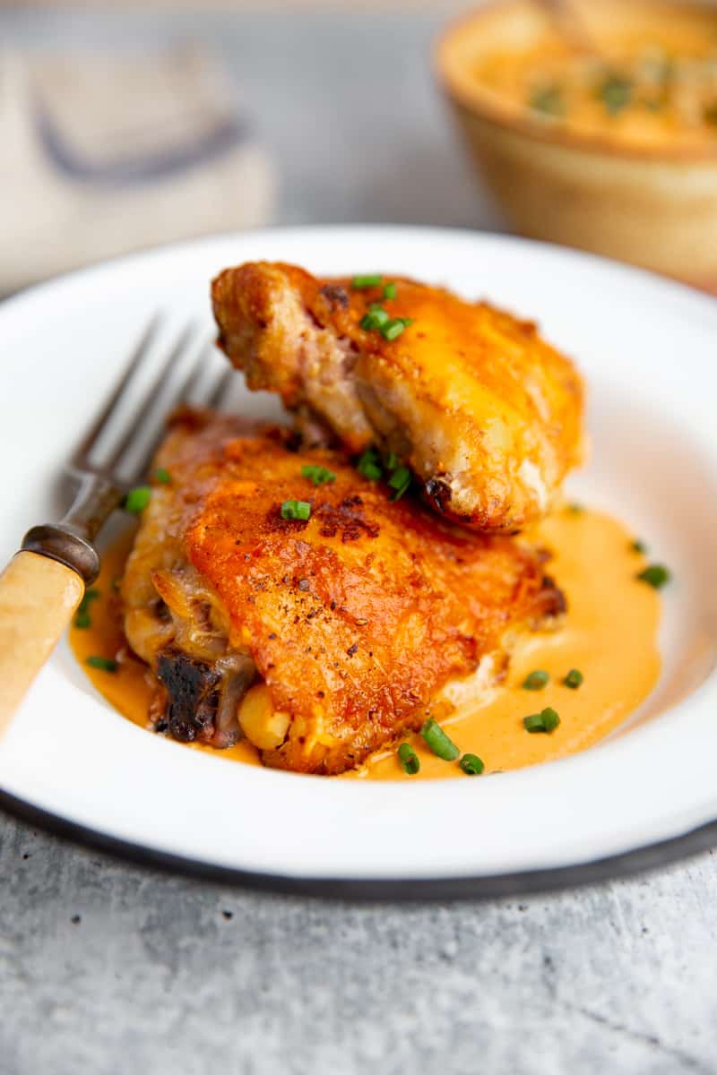 Spanish Romesco Chicken with Pimientos de Padrón, and Pa amb tomàquet