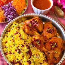 MEAL #2 -Zereshk Polo ba Morgh (Barbeery Rice Pilaf with Chicken) with Mast-o Khiar