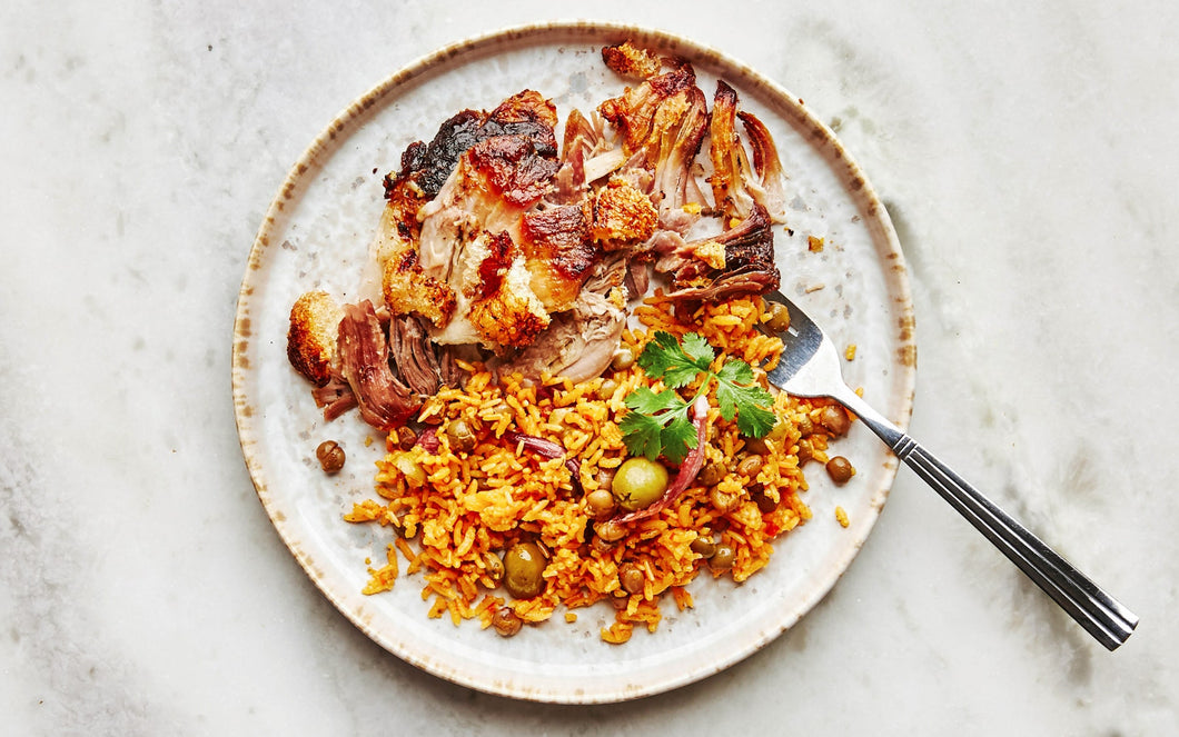 Arroz con Gandules y Lomo de Cerdo al Horno