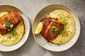 Blackened Tilapia with Cajun Cream Sauce and Polenta