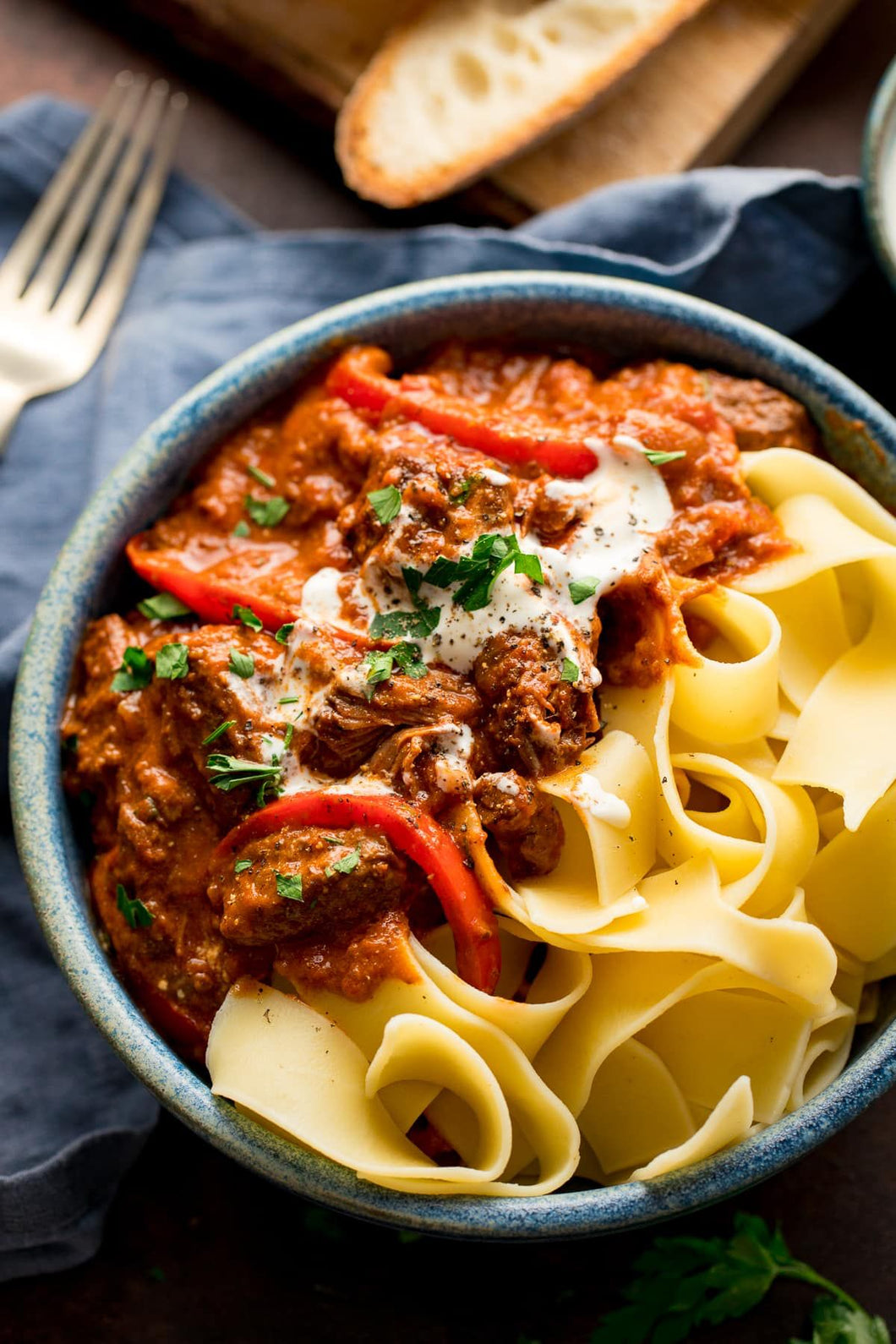 Hungarian Beef Goulash with Fettuccine