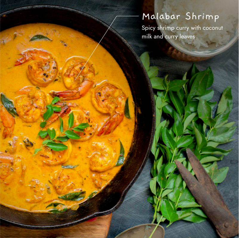 Meal #1 Malabar Shrimp curry with Steamed Short Grain Rice